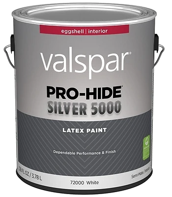 Pro-hide Silver 5000 Latex Eggshell Interior Wall Paint, Bright White Base, 1 Gallon