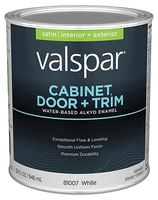 Cabinet, Door, & Trim Waterborne Alkyd Satin Enamel, White Base, 1 Gallon