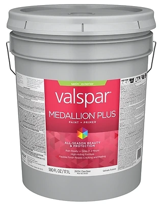 Premium Satin Exterior Paint & Primer, Clear Base, 5 Gallon
