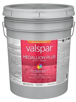 Premium Semi-gloss Exterior Paint & Primer, Clear Base, 5 Gallon