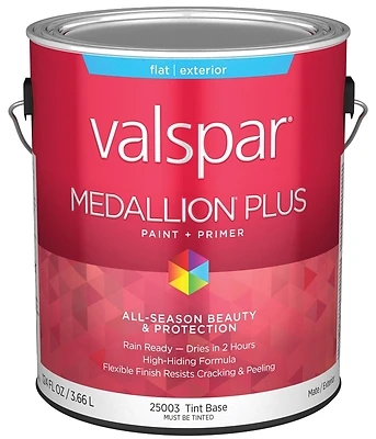 Valspar Medallion Plus Exterior Paint & Primer, Flat, Tint Base, 1 Gallon