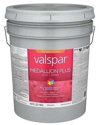 Medallion Plus Premium Semi-gloss Exterior Paint & Primer, White, 5 Gallon