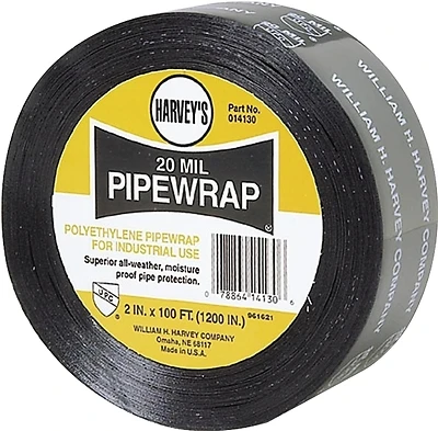 Harvey 014130 Pipe Wrap, Black, 2 In. x 100 Ft., 20 Mil