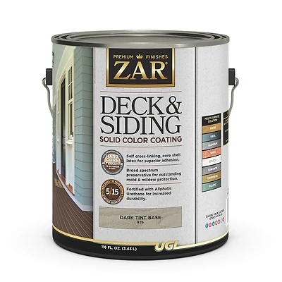 Solid Deck & Siding Coating, Dark Tint Base, 1 Gallon - Durable & Versatile