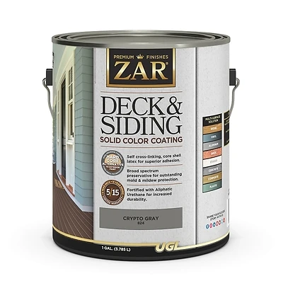 Solid Deck & Siding Coating, Crypto Gray, 1 Gallon - Durable & Versatile