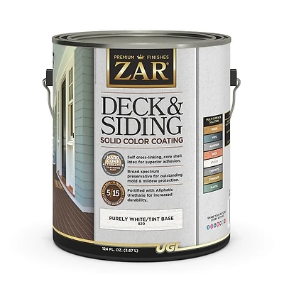 Solid Deck & Siding Coating, Purely White/light Tint Base, 1 Gallon