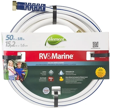 Mrv58050 Lightweight Rv/marine Water Hose, 5/8 In Id, 50 Ft Length, White