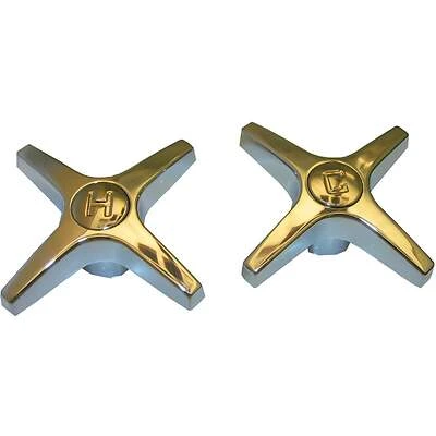 Lavatory Sink & Tub/Shower Handles, Universal, Cross, Chrome, Pr.
