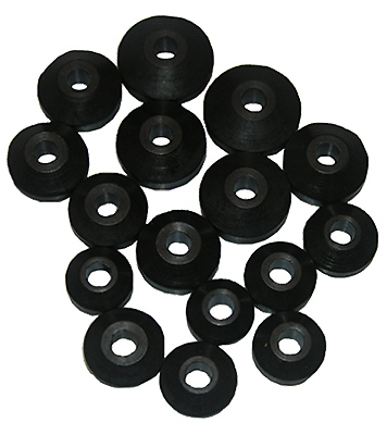 Assorted Black Beveled Bibb Faucet Washer Set - 16 Count, 1/2" Od
