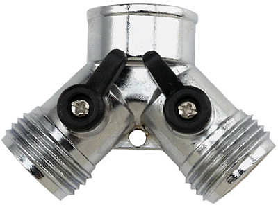 2-Way Garden Hose Y Connector, Zinc
