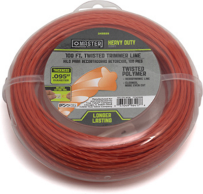 Twisted String Grass Trimmer Line, Red, .095 In. Dia. x 100 Ft.