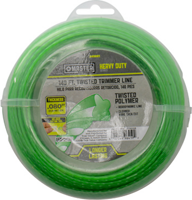 Twisted String Grass Trimmer Line, Green, .080 In. Dia. x 140 Ft.