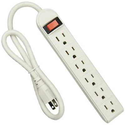 6-Outlet Power Strip, White, 2-Pk.