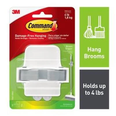 Command Broom Gripper Hook, White