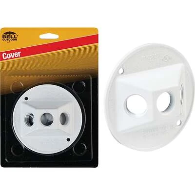 Bell 5197-6 Round Cluster Outdoor Box Cover, 3-Outlet, 4-1/8 In. Dia, Zinc, White
