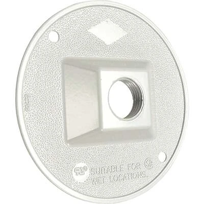 4 In. 1-outlet Weatherproof Electrical Cover, 1/2 In. Npt, White Zinc