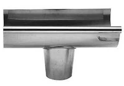 Gutter End With Drop Outlet, Galvanized, For Use With 5 In. Half Round Gutter