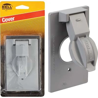 Bell 5155-5 Single Gang Vertical Mount Die-Cast Metal Gray Weatherproof Outlet Cover
