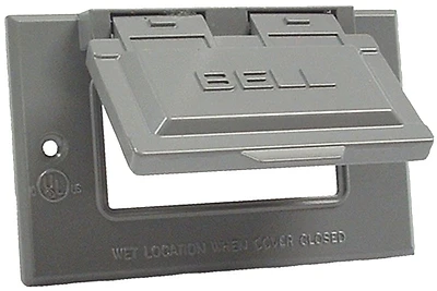 Bell 5101-5 Single Gang Horizontal GFCI Weatherproof Cover, Gray
