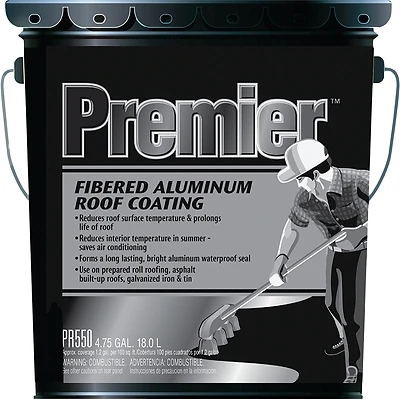 Premier 5 Gallon Fibered Aluminum Roof Coating - Reflective Insulation & Protection