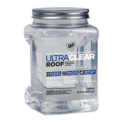 32 Oz. Ultra Clear Waterproof Rubberized Roof Sealant - Crystal Clear Synthetic Rubber