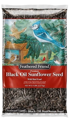 Feathered Friend 14416 Black Oil Sunflower Seed Wild Bird Food, 5 Lb