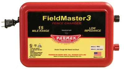 Fieldmaster 3 Electric Fence Charger, 15-Mile, Low Impedance, Plug-In