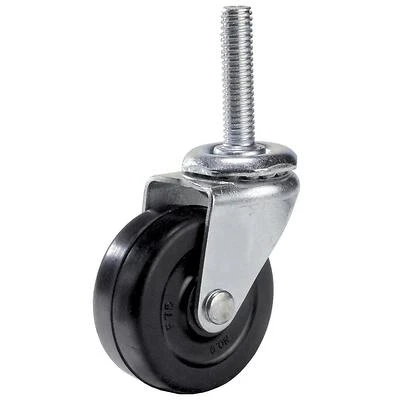 Rubber Wheel Caster, Threaded Stem, 2 In.