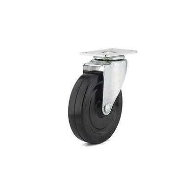 Swivel Plate Caster, Rubber Wheel, 5 In.