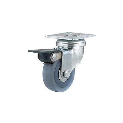TPR Swivel Plate Caster With Brake, 2 In.