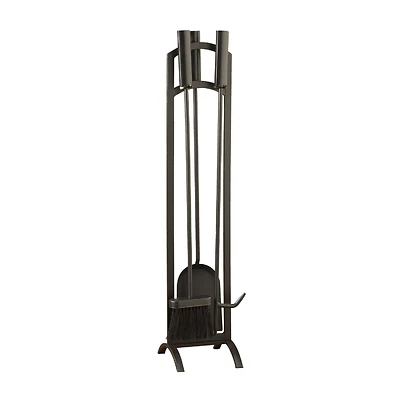 Panacea 15891 Fireplace Tool Set, Steel, Black, 4-Piece