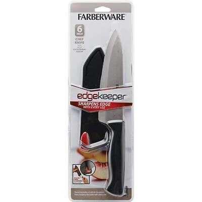 Farberware 5301750 Chef Knife, 6 In. Black With Edgekeeper Sheath And Sharpener