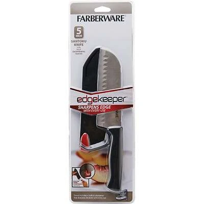 Farberware 5 In. Black Santoku Knife With Edgekeeper Sheath And Sharpener