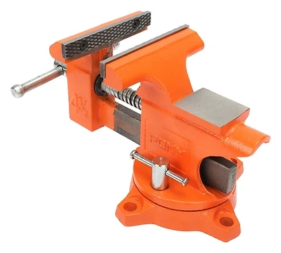 Bench Vise With Swivel Base, Light-Duty, Orange, 4.5-In.