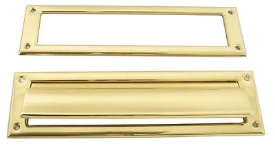2 x 11-In. Brass Mail Slot With Magazine Open Back Plate