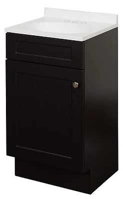 Espresso 18 In. W X 35 In. H X 16 In. D Shaker Vanity With White Cultured Marble Top