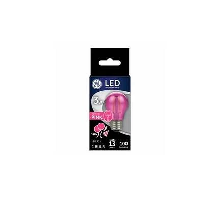 LED Party Light Bulb, A15, Pink, Soft White, 50 Lumens, 3 Watt