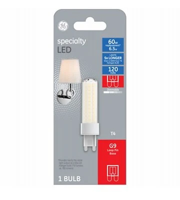 GE 93129028 LED Light Bulb, 6.5W, G9 Base, 750 Lumens, Dimmable