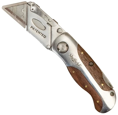 Premium Lockback Fixed Folding Utility Knife With Stainless Steel And Hardwood Handle