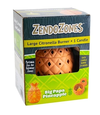Citronella Burner + 3 Candles, Big Papa Large Pineapple Shape Terra Cotta
