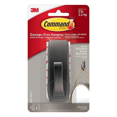 Modern Reflections Metal Hook, Oil Rubbed Bronze, 1 Large Hook/2 Strips