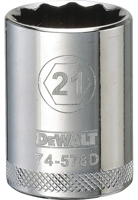 Metric Shallow Socket, 12-Point, 1/2 In. Drive, 21mm
