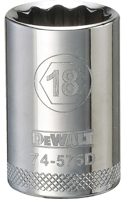 Metric Shallow Socket, 12-Point, 1/2 In. Drive, 18mm