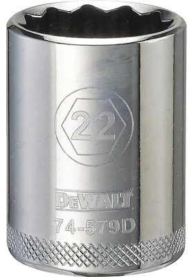 DeWalt DWMT74579OSP Metric Shallow Socket, 12-Point, 1/2 In. Drive, 22mm