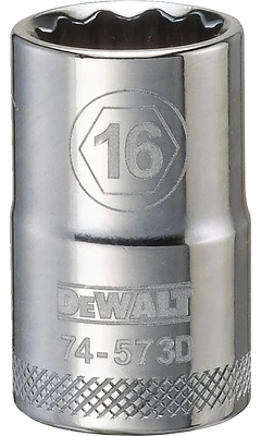 DeWalt DWMT74573OSP Metric Shallow Socket, 12-Point, 1/2 In. Drive, 16mm