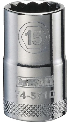 DeWalt DWMT74571OSP Metric Shallow Socket, 12-Point, 1/2 In. Drive, 15mm