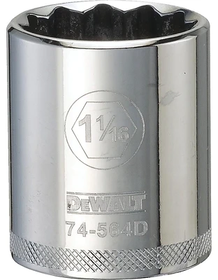 DeWalt DWMT74564OSP SAE Socket, 1-1/16 In., 1/2 In. Drive, 12-Point, Shallow