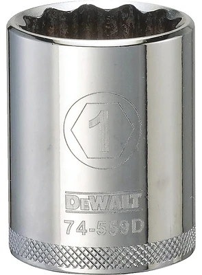 DeWalt DWMT74559OSP SAE Socket, Shallow, 12-Point, 1 In., 1/2 In. Drive