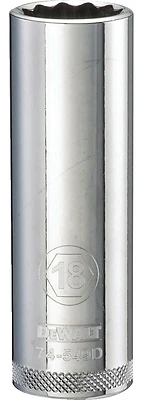 Metric Deep Socket, 12-Point, 1/2 In. Drive, 18mm