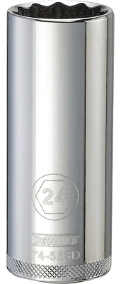 DeWalt DWMT74553OSP Metric Deep Socket, 12-Point, 1/2 In. Drive, 24mm